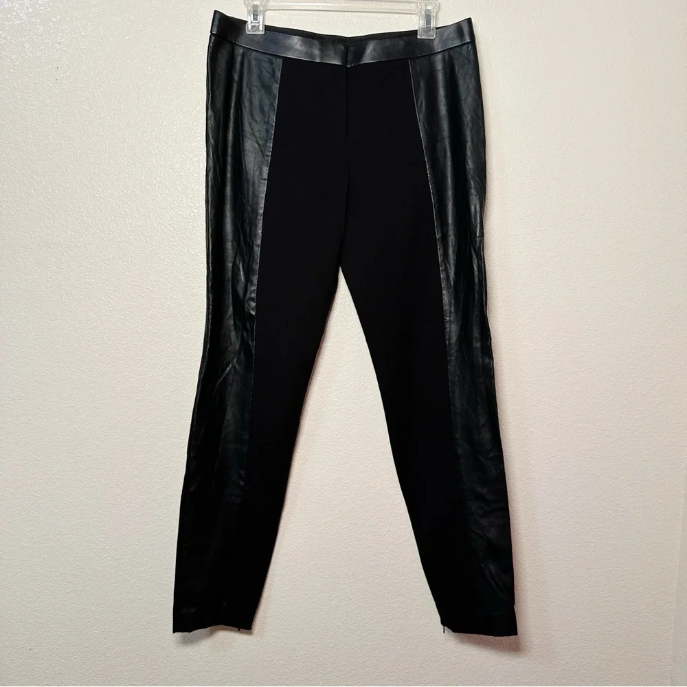 Tory Burch‎ Mabely Pants Faux Leather Side Sz Medium